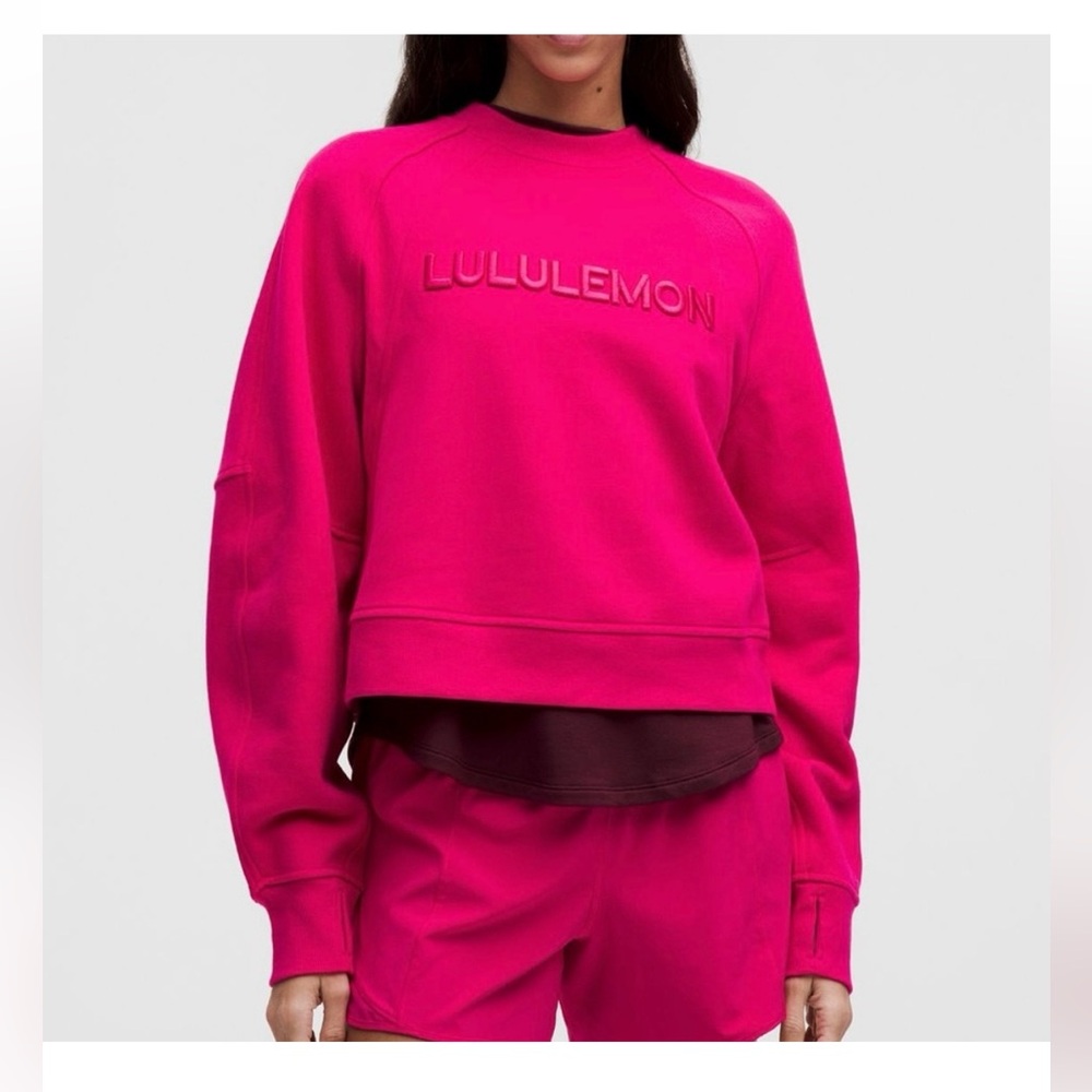 HTF Lululemon Scuba Oversized Pullover Wordmark Passionate Color